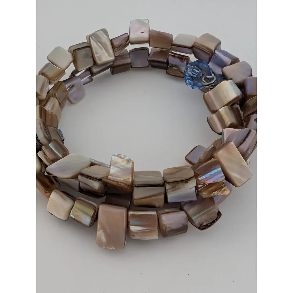 Iridescent Mother of Pearl Shell Multi Row Wrap Bracelet‎